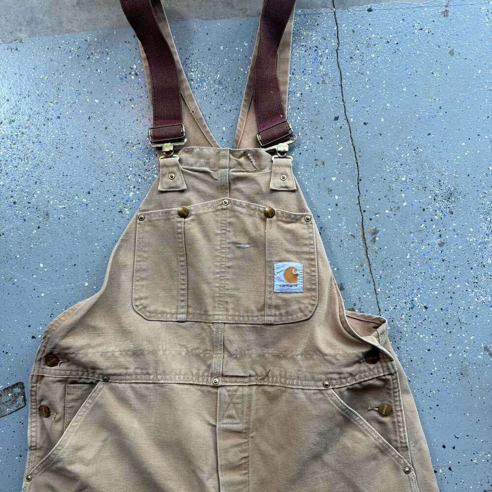 Carhartt R01 Double Knee Work Overalls Size 38x32 Tan Duck - Picture 2 of 8